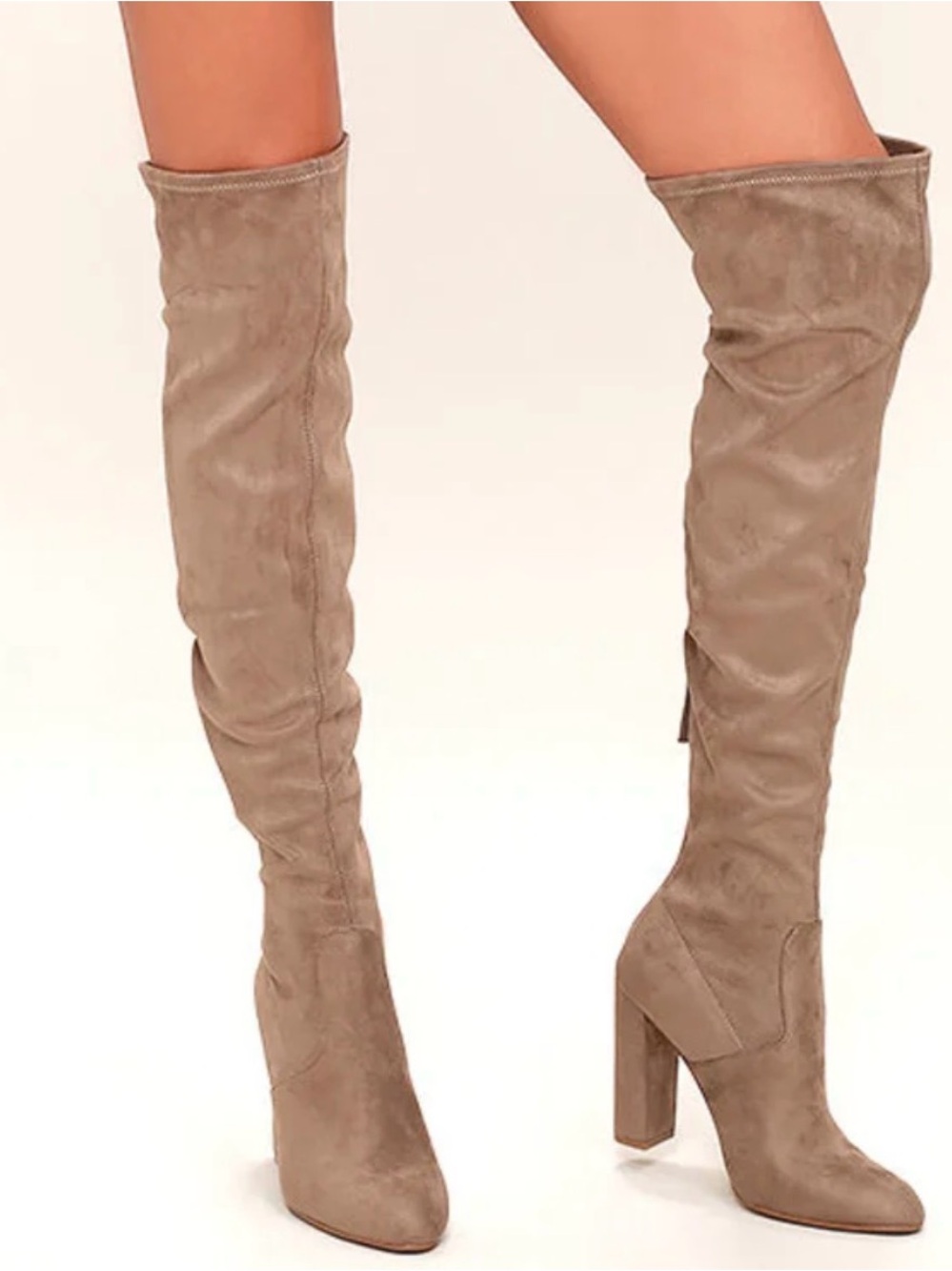 Steve Madden Emotions Taupe Suede Over-the-Knee Block Heel Boots. Size 8
